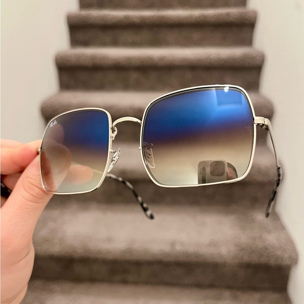 NEW Ray-Ban RB 1971 Silver Square Blue Gradient 54mm Unisex Sunglasses